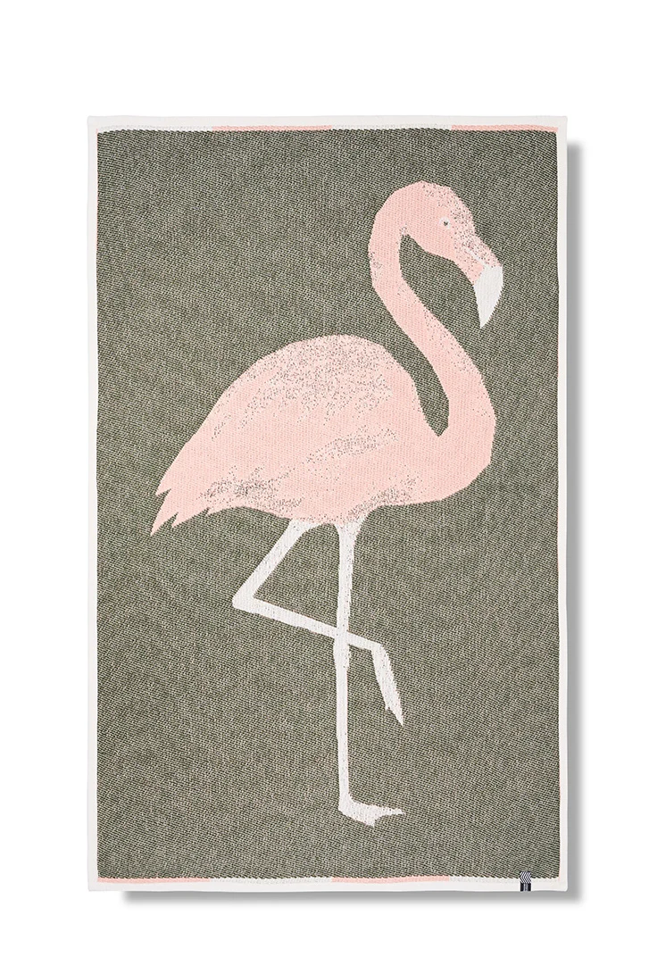 Cotton Beach Towel & Mini Blanket “Flamingo” by Michele Rondelli