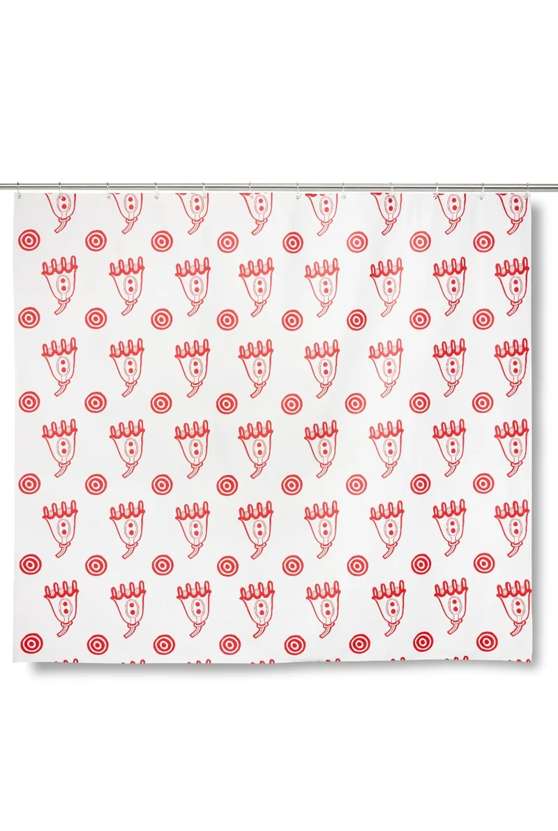 Artist Cotton Shower Curtain "Cosmic White" by Nathalie Du Pasquier & George Sowden