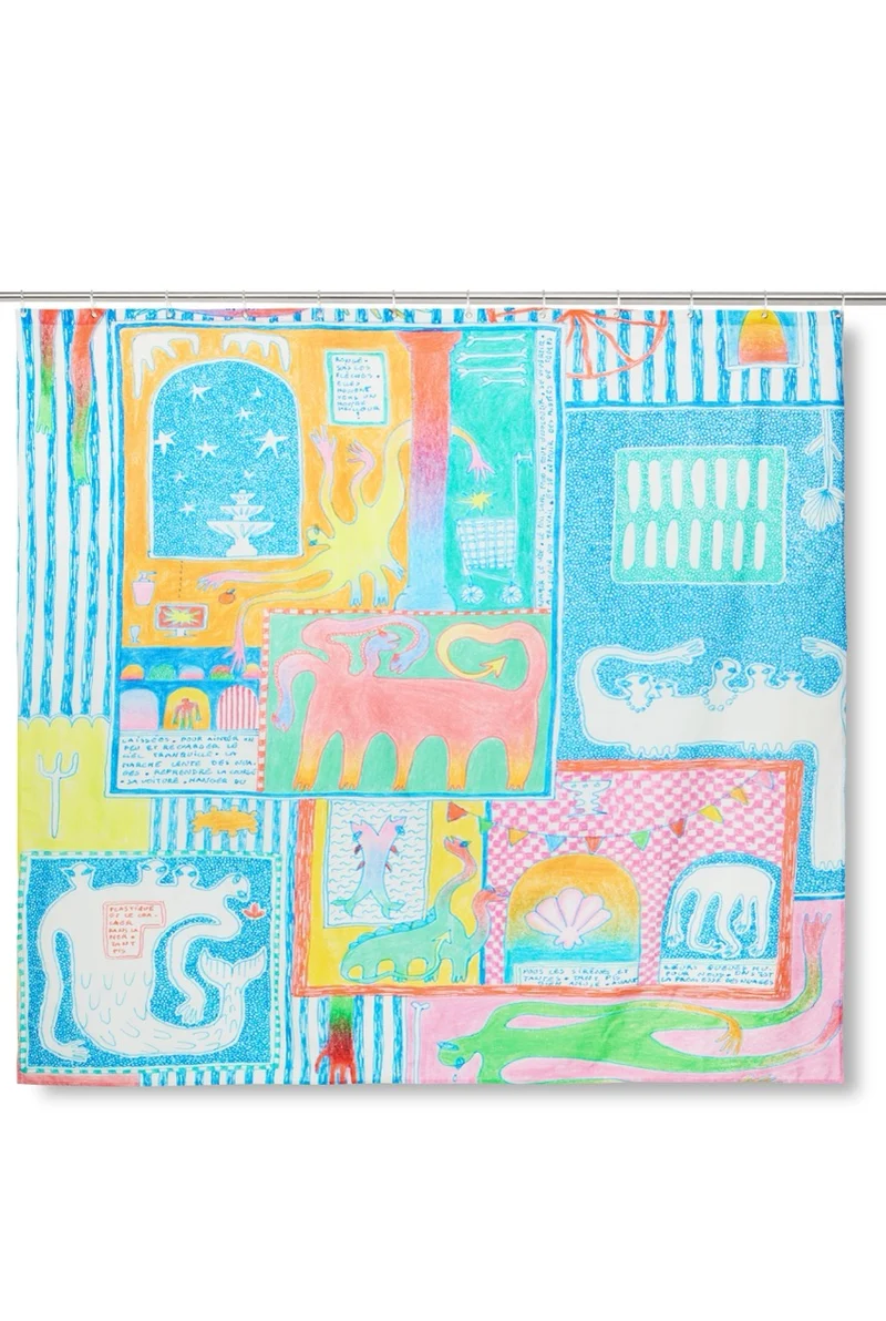 Artist Cotton Shower Curtain "Carnet 6" by Anaïs Hervé