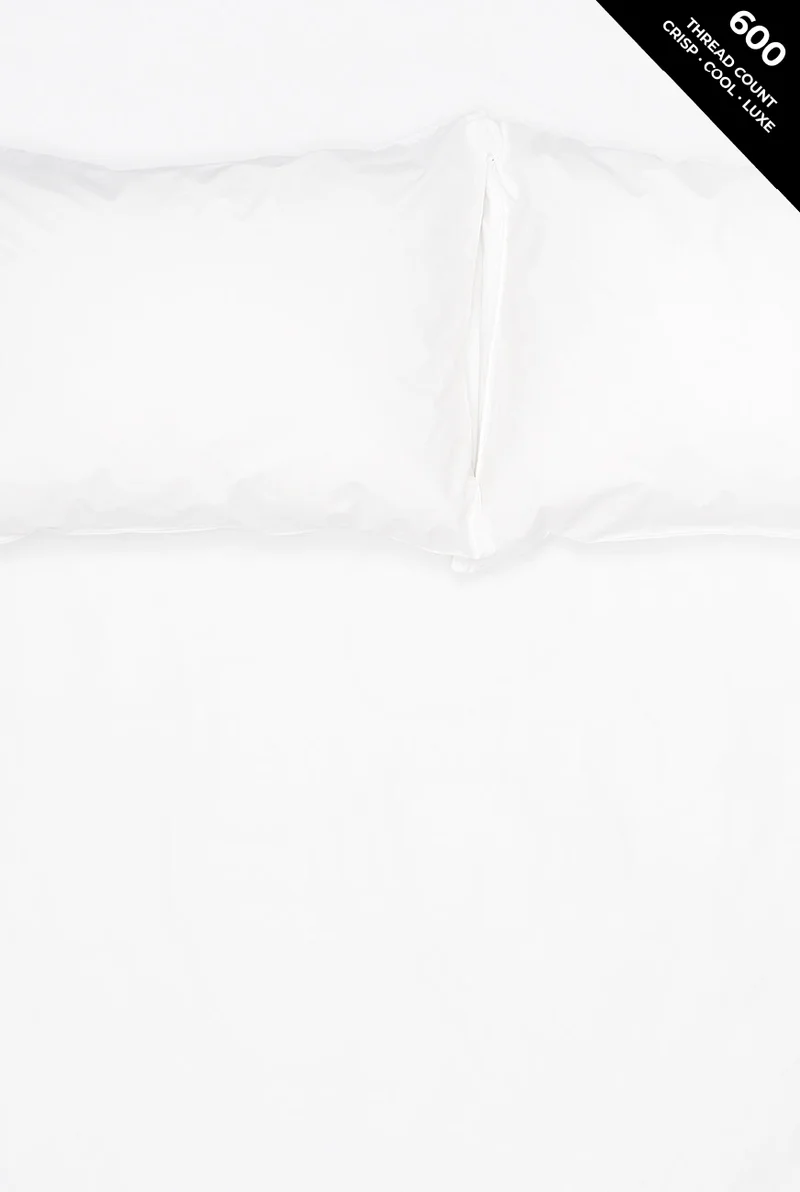 Pima Cotton Percale Bedding in White, 600 Thread Count