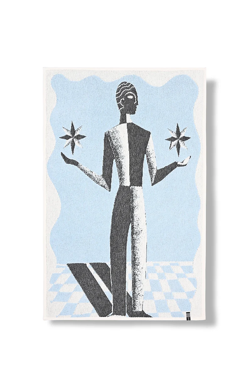 Cotton Beach Towel / Mini Blanket “Cosmic Man” by Raphael Greaves