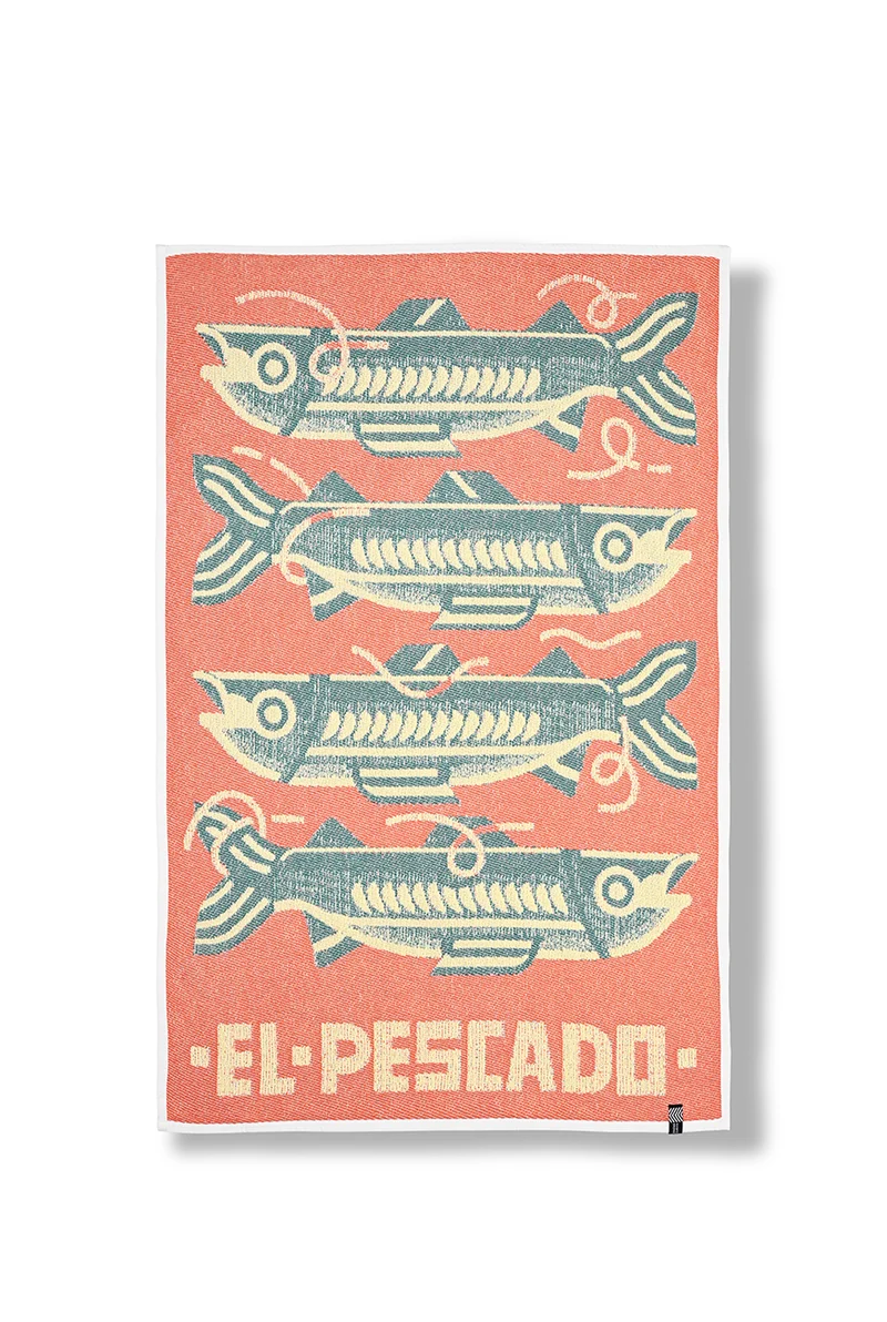 Cotton Beach Towel / Mini Blanket “El Pescado” by Florian Schommer