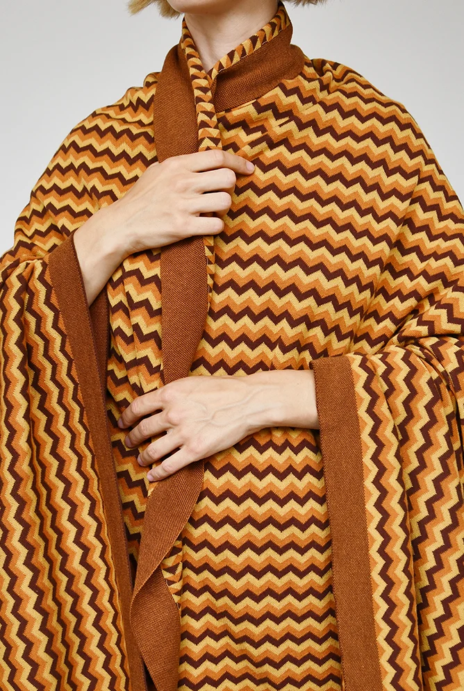 Knit Cotton Blanket "ZigZag Burnt Orange" by Michele Rondelli