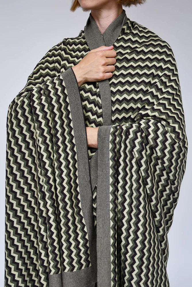 Knit Cotton Blanket "ZigZag Green" by Michele Rondelli