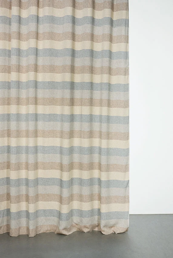 Linen Curtains Riviera Stripe in Marine Blue Color