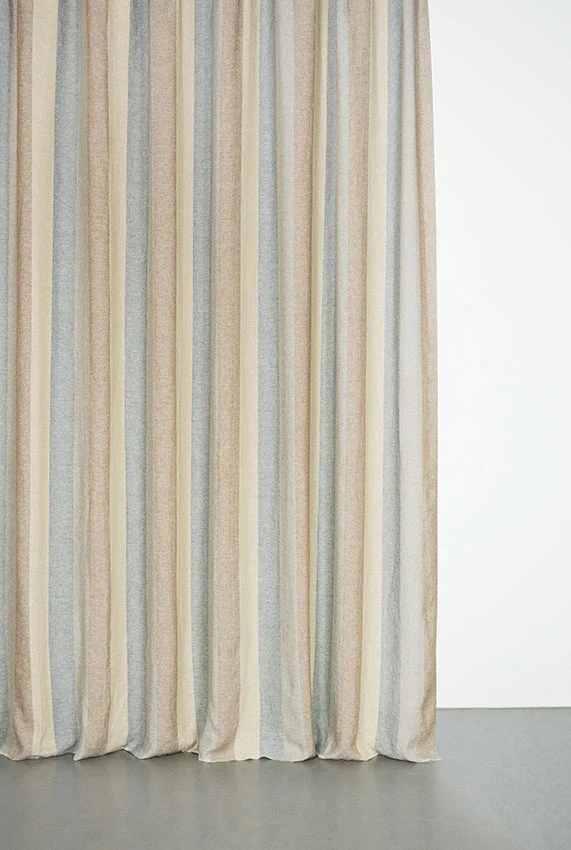 Linen Curtains Riviera Stripe in Grey Color