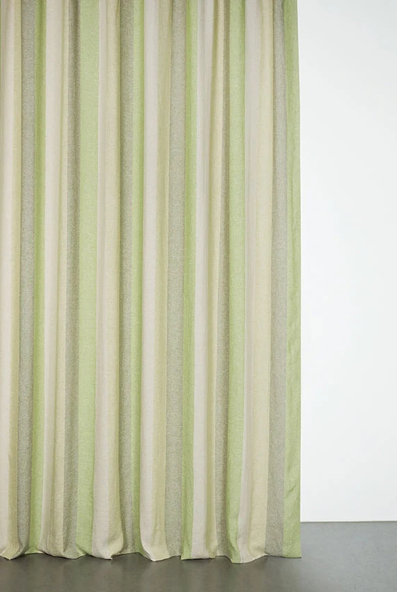 Linen Curtains Riviera Stripe in Green Color
