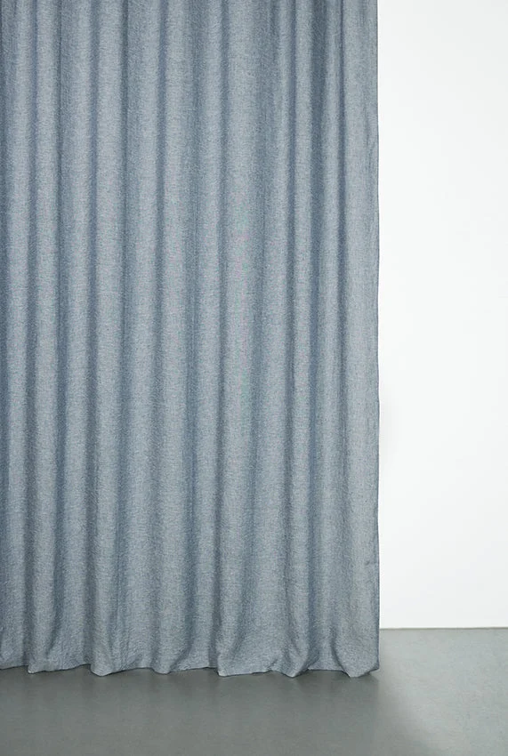 Linen Curtains "Light Melange" in Marine Blue Color