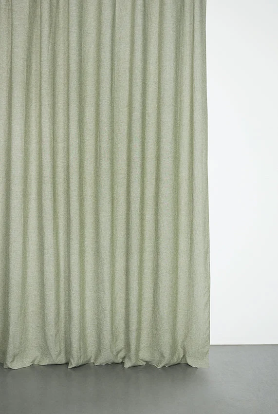 Linen Curtains "Light Melange" in Green Color