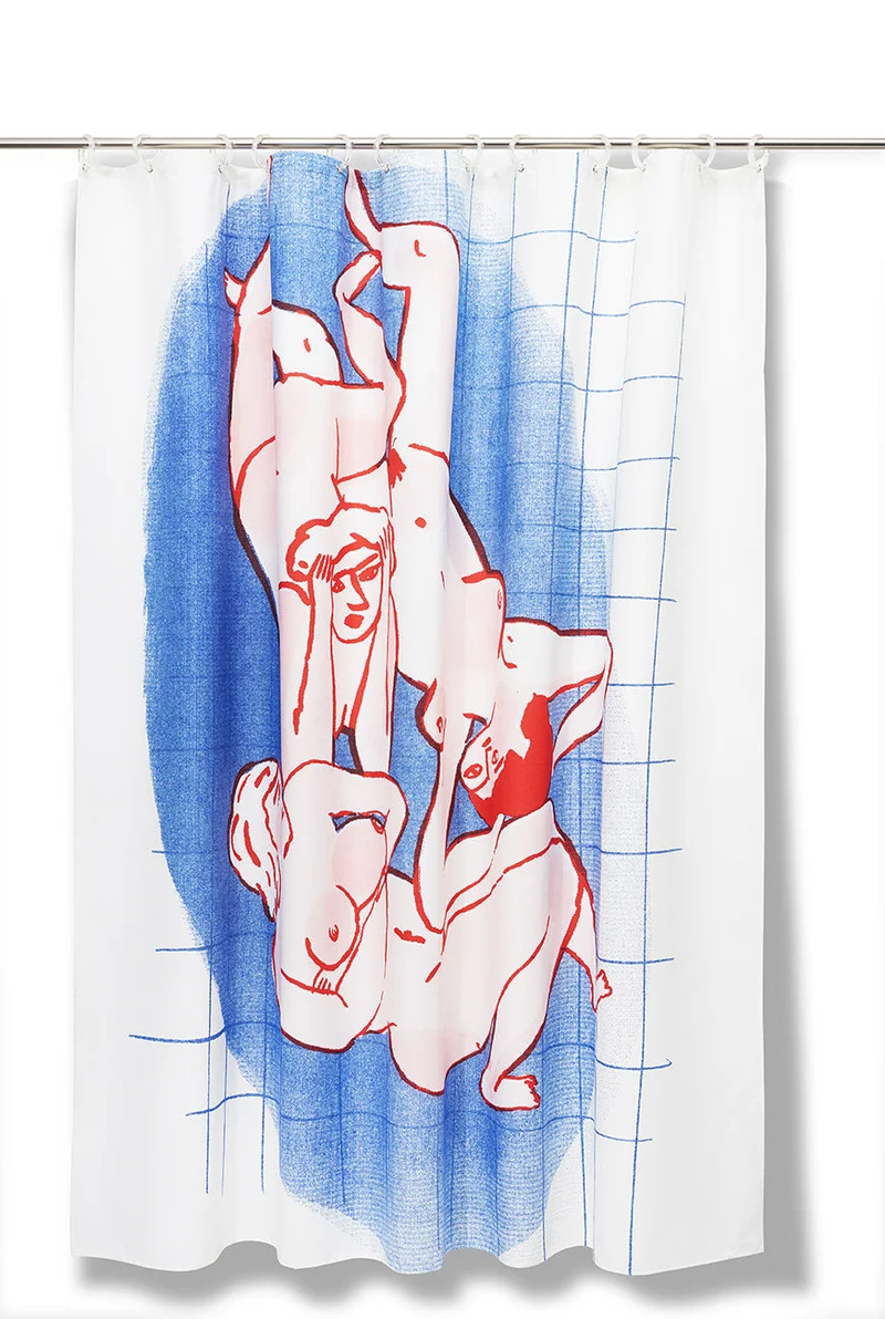"Three Bathers" Artist Cotton Shower Curtain (Waterproof) by Klub Galopp