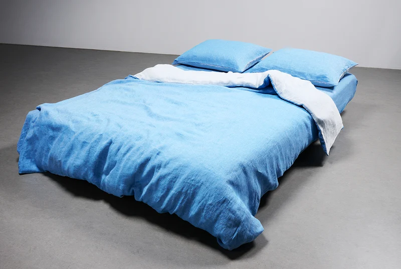 Linen Bedding Two Tone Stonewashed in Blue
