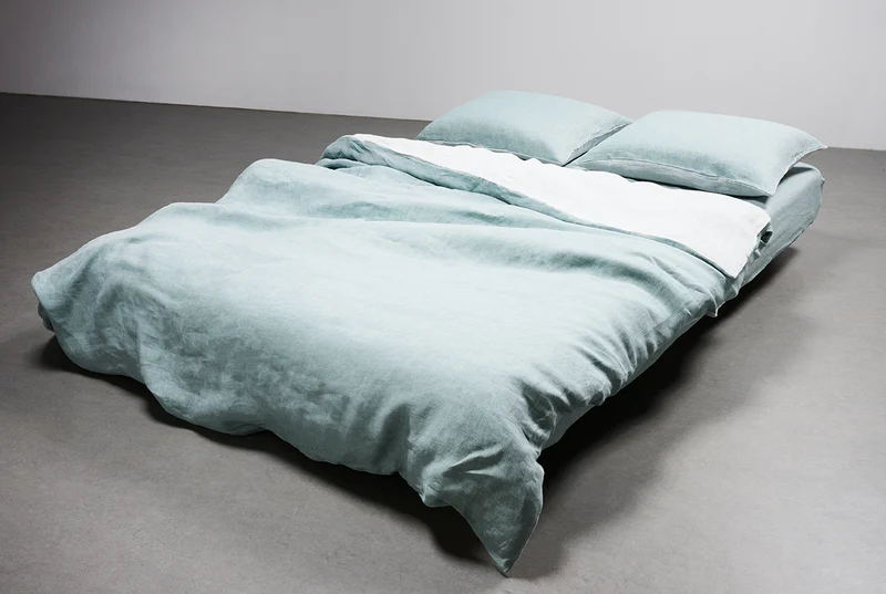 Linen Bedding Two Tone Stonewashed in Petrol