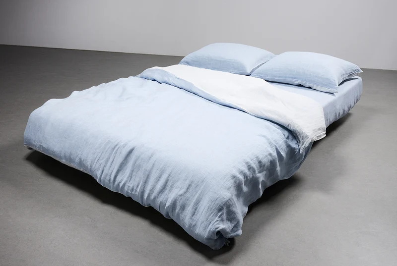 Linen Bedding Two Tone Stonewashed in Light Blue