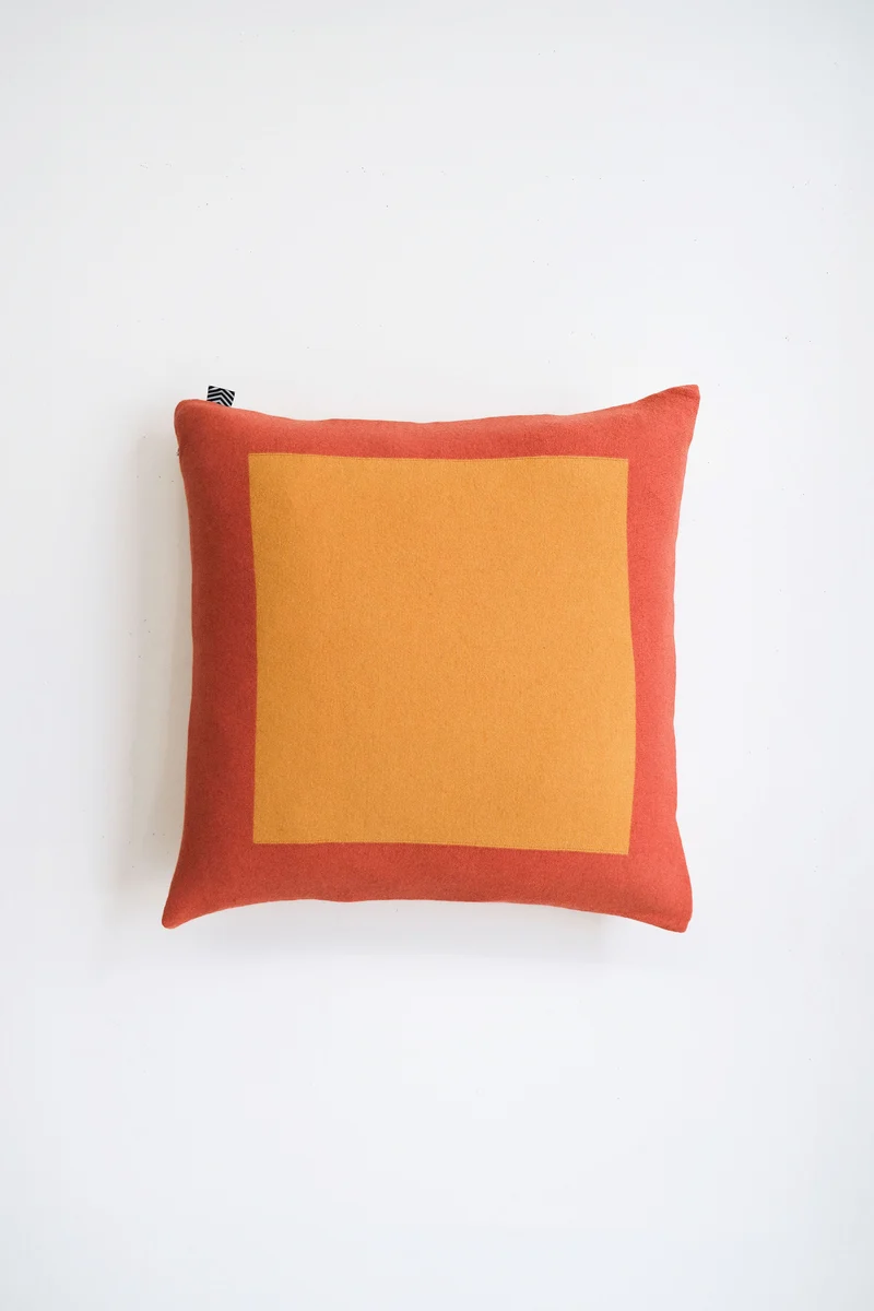 Cushion Cashmere and Merino Wool - Geometric Yellow / Orange