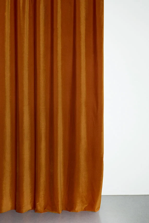Velvet Curtain in Burnt Orange Color - Extra Wide