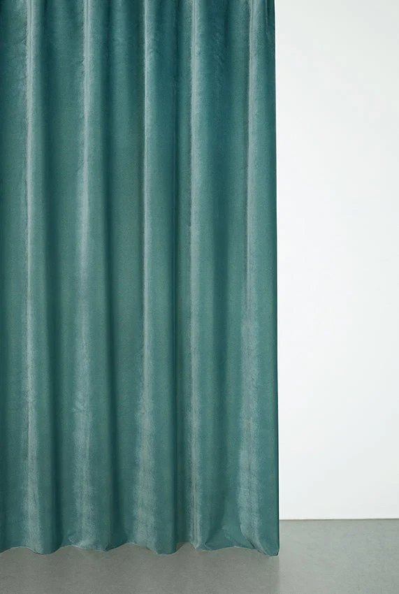 Velvet Curtain in Petrol Color - Extra Wide