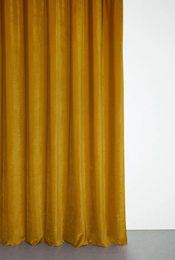 Velvet Curtain in Honey Color - Extra Wide