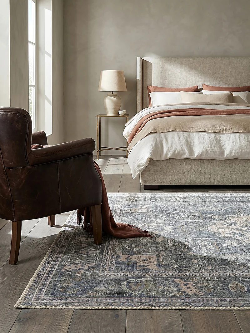 Waschbarer Flachgewebe-Teppich Vintage · 80 % recycelte Mischfasern