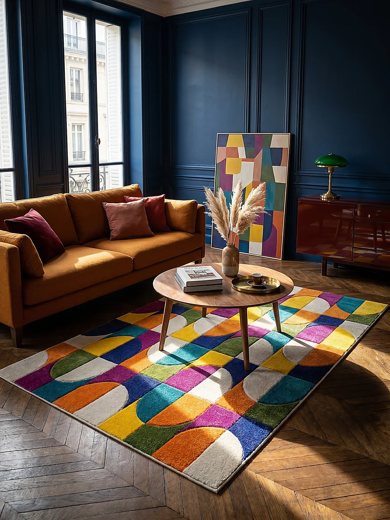 Teppich Bunt-Retro-Geometrisch, langlebig