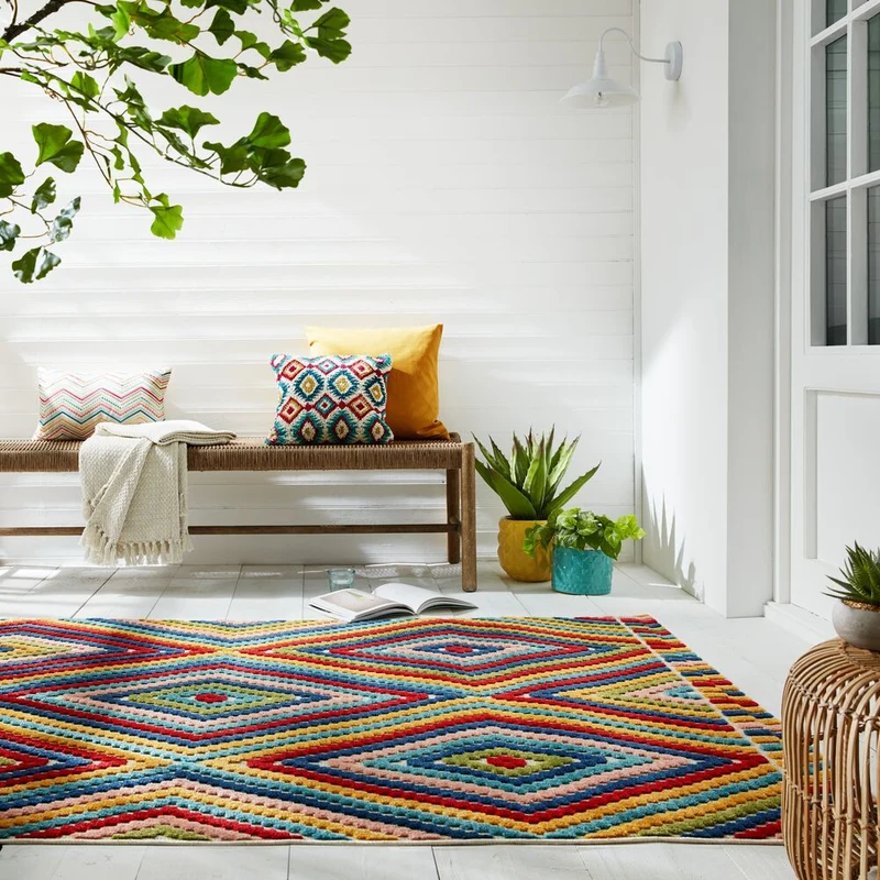 Outdoor-Teppich Geometrisch-Design, multifunktional, mehrfarbig
