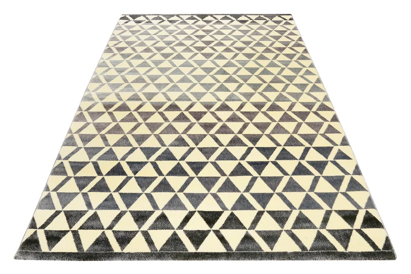160x230 Teppich Wohnzimmer Creme Schwarz Farbverlauf Dreieck