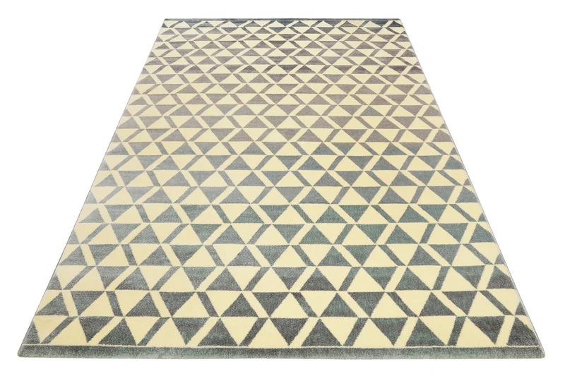160x230 Teppich Wohnzimmer Creme Farbverlauf Dreieck