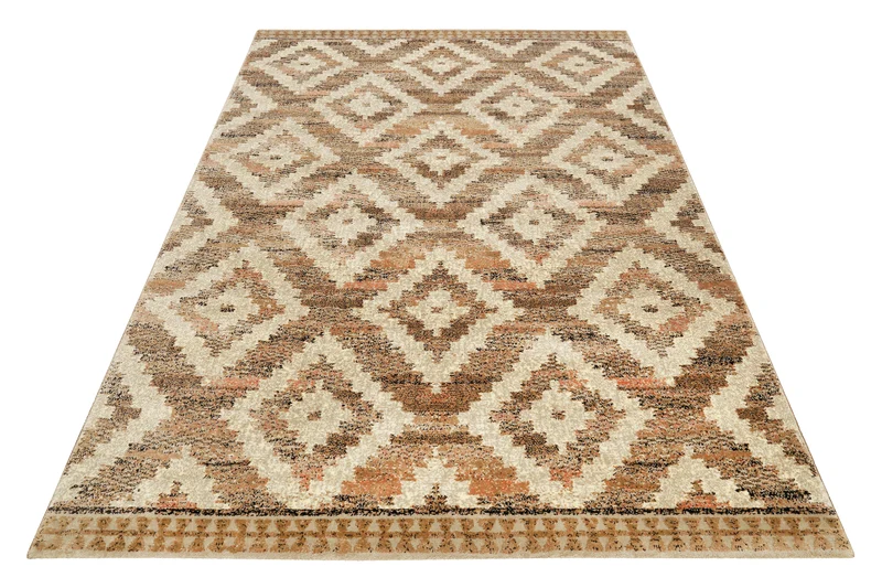 Teppich 160x230 Wohnzimmer Braun Rautenmuster