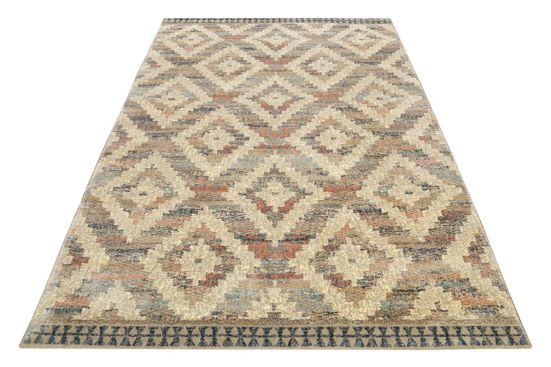 Teppich 160x230 Wohnzimmer Beige Rautenmuster