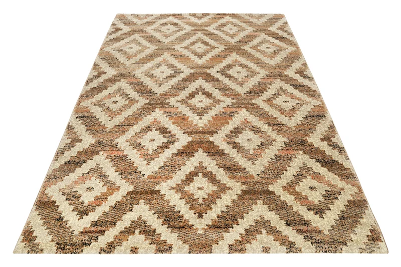 Teppich 160x230 Wohnzimmer Braun Rautenmuster