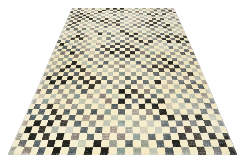 Teppich 160x230 Wohnzimmer Gelb Grau Schwarz Kariert