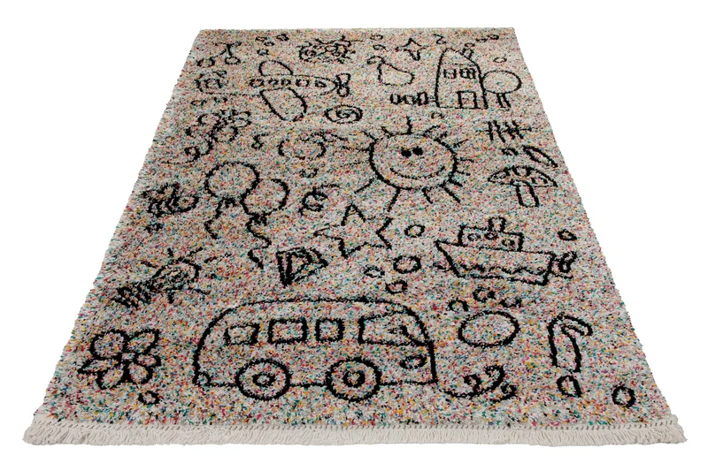Teppich Kinderzimmer 160x230 Bunt Motive Schwarz