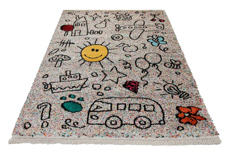 Teppich Kinderzimmer 160x230 Bunt Motive Schwarz
