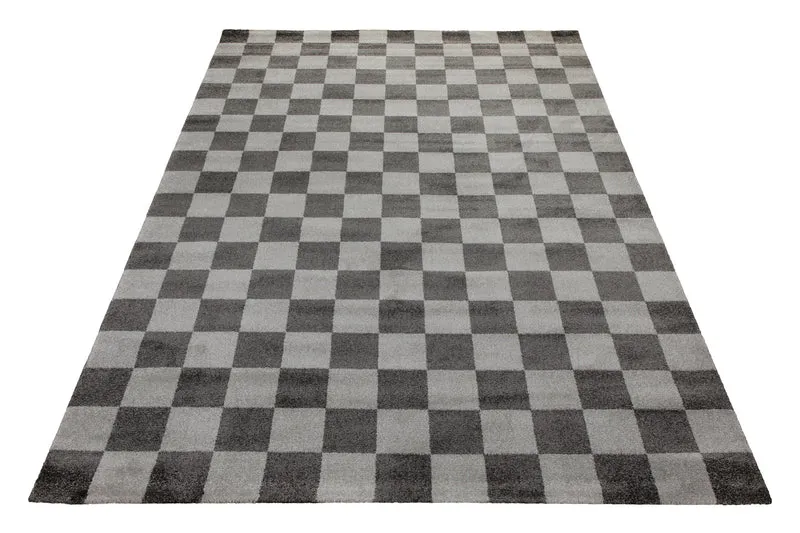 Teppich 160x230 Wohnzimmer Kariert Grau Schwarz