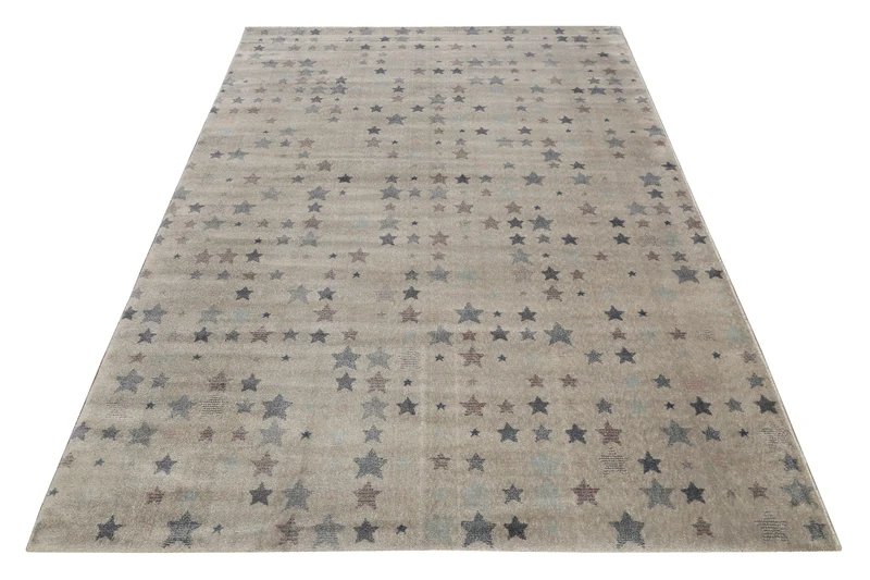 Kinderzimmer Teppich 160x230 Braun Grau Kleine Sterne