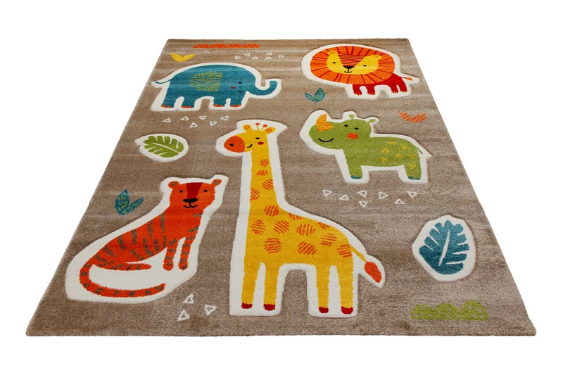 160x230 Teppich Kinderzimmer Karamell Tiere Bunt