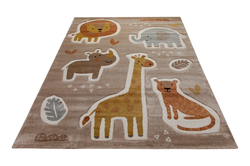 160x230 Teppich Kinderzimmer Braun Tiere