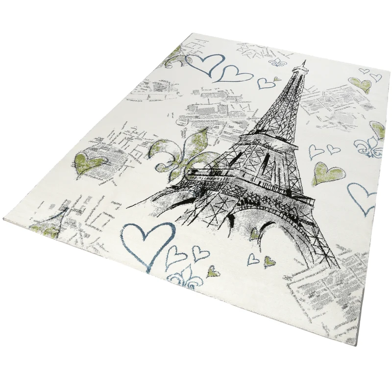 160x230 Teppich Wohnzimmer Weiß Eifelturm