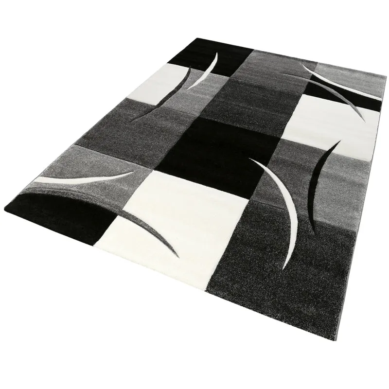 160x230 Teppich Wohnzimmer Grau Weiß Rechtecke