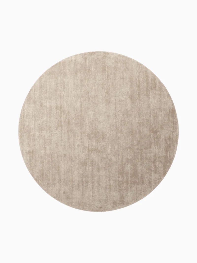 Handgewebter Viskoseteppich Noemi Beige Rund