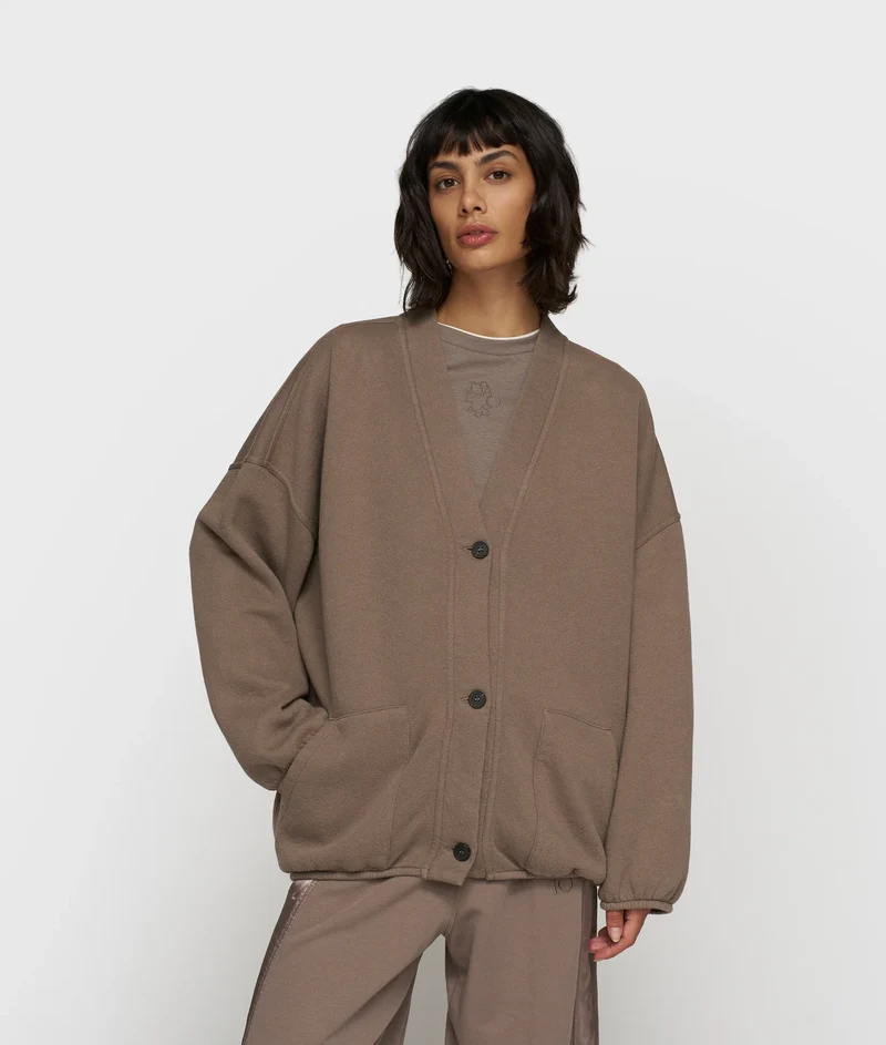 10DAYS AMSTERDAM Baseball Cardigan Fleece Moonrock