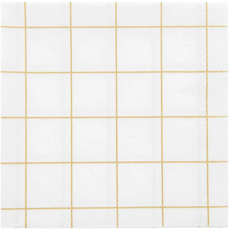 Serviette mit Gittermuster in Weiß und Gold