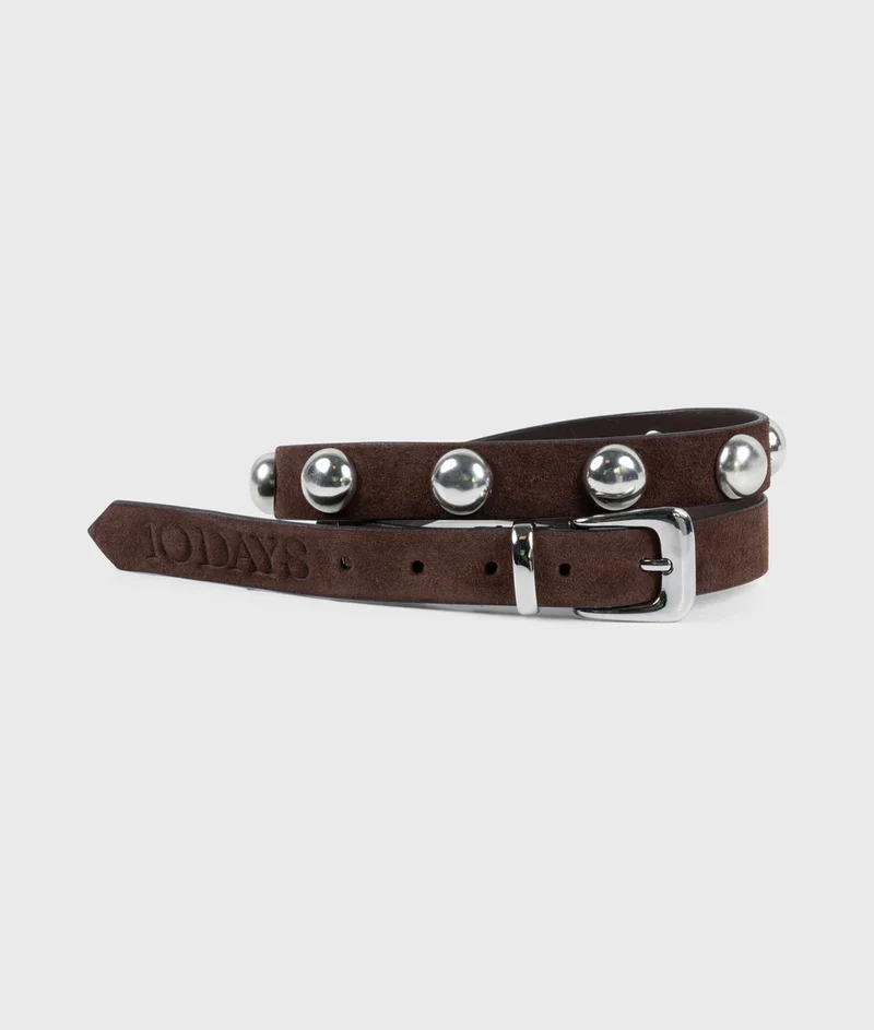 10DAYS AMSTERDAM Suede Belt Studs Dark Brown