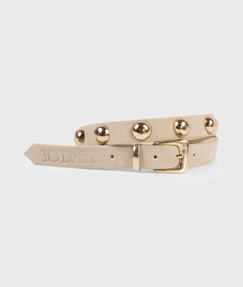 10DAYS AMSTERDAM Suede Belt Studs Soft Vanilla