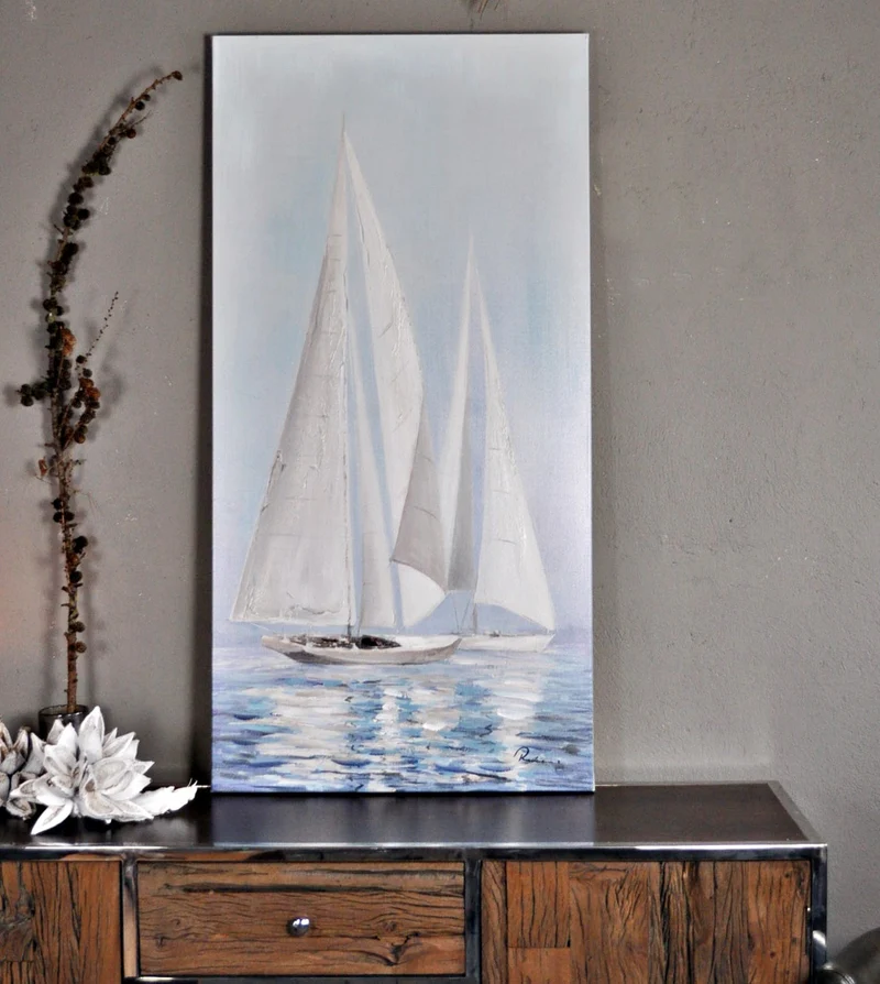 Leinwandbild mit Segelbooten 70 x 140 cm