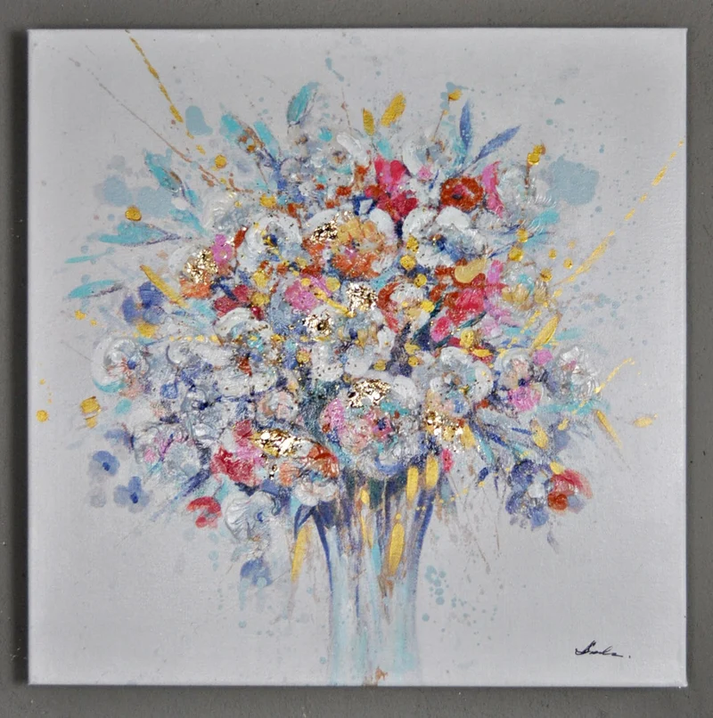 Leinwandbild Wiesen Blumenstrauß 60 x 60 cm