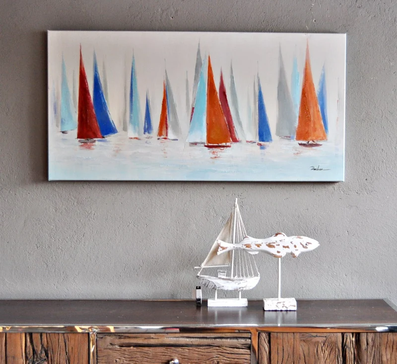 Leinwandbild " Segelboote auf dem Meer 60 x 120 cm