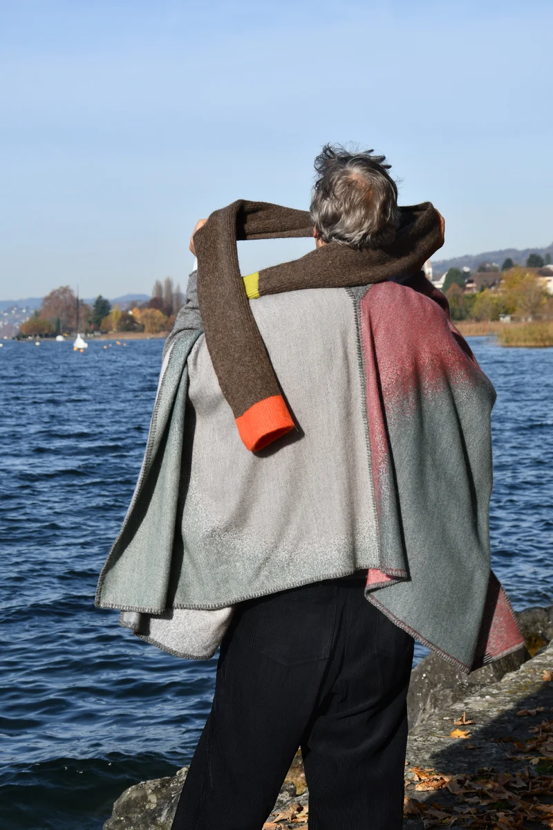 Alpaca Wool Scarf “Trio Colore” - Earth Neon
