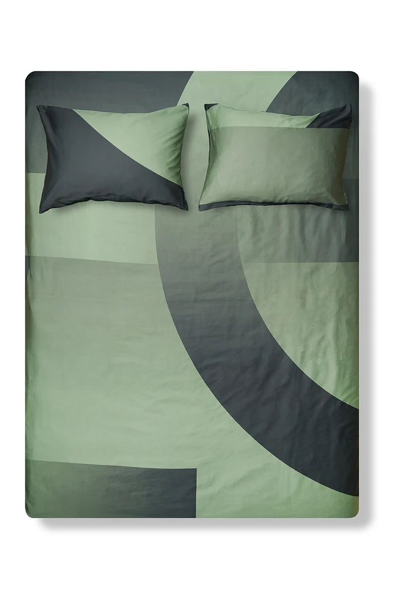 Artist Bedding "Bedtime Tangents Nightly Green" by Dario Cortese