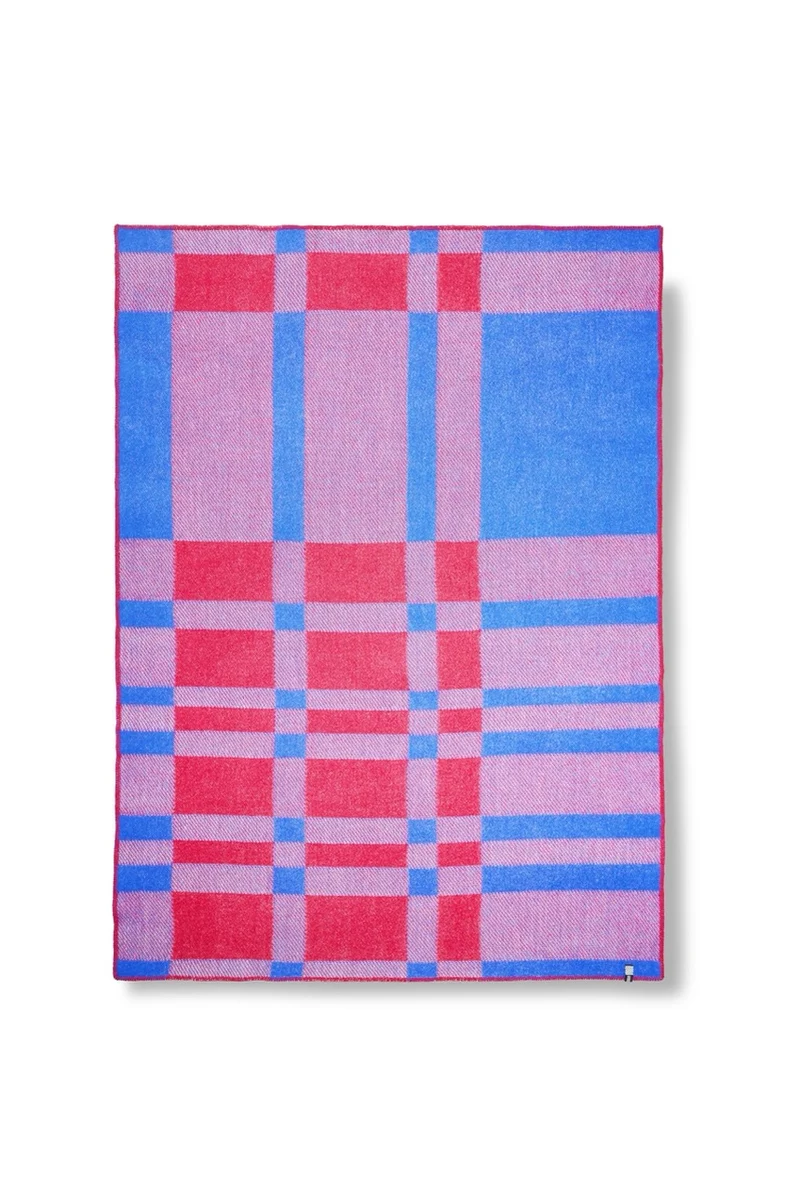 Wool Blanket "Tartan Pink" by Michele Rondelli