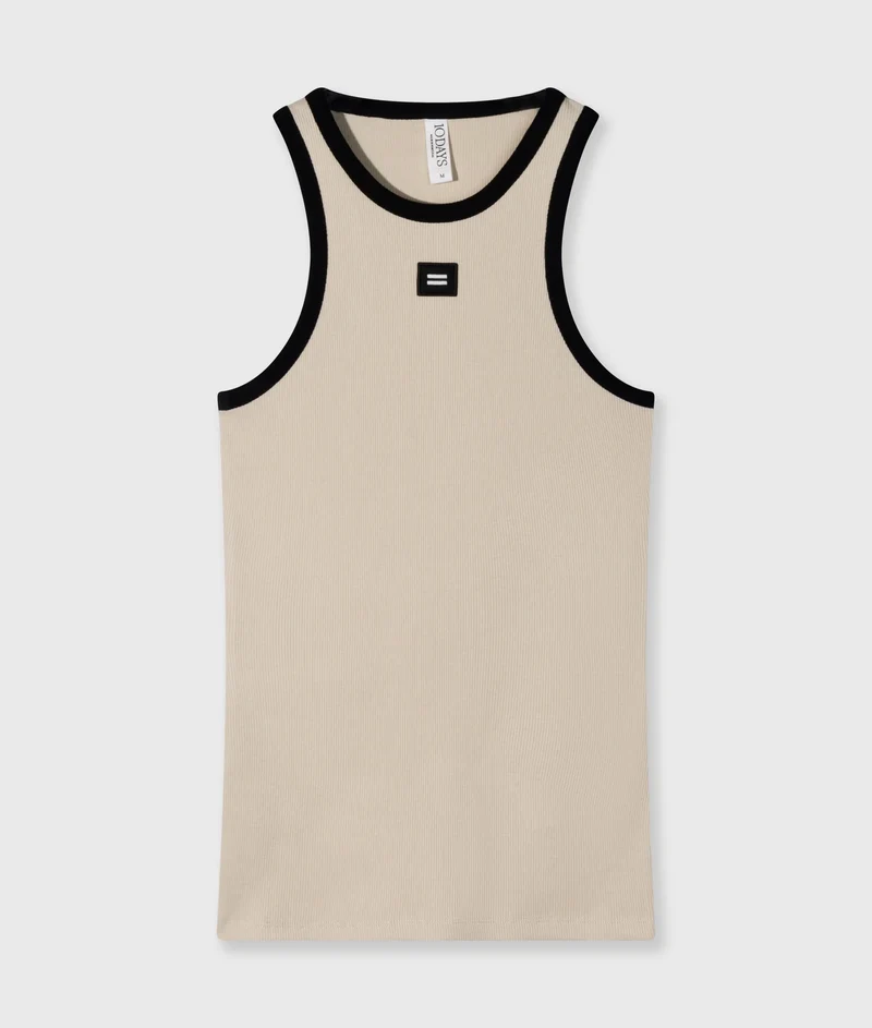 10DAYS AMSTERDAM Tank Top Rib Kontrast Light Earth